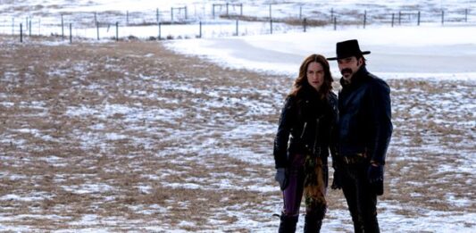 Wynonna Earp played by Melanie Scrofano and Doc Holliday, played by Tim Rozon, stars on Wynonna Earp Season 4 Episode 5