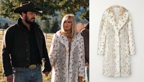 Beth Dutton Animal Print Snow Lynx Faux Fur Coat 