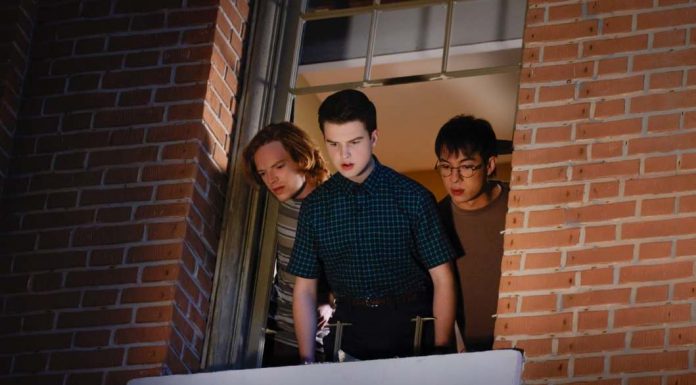 Young Sheldon Season 7 Episode 5 Pictured (L-R): CJ Hoff as Joaquin, Iain Armitage as Sheldon Cooper, and Motoki Maxted as Evan.